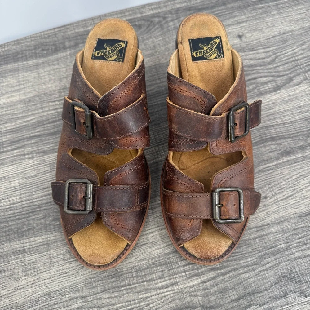 Freebird by Steven Women Leather Caprice Boho Adjustable Straps Block Heel - Picture 7 of 15